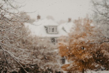 A snowy suburban neighborhood