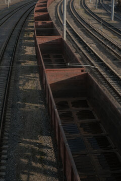 Part of a boxcar on a railroad