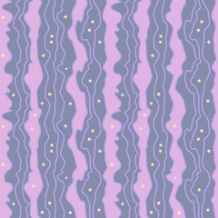 Seamless background waves with stars in vintage style. Abstract textile background.