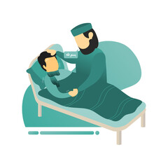 Visit the sick flat illustration moslem