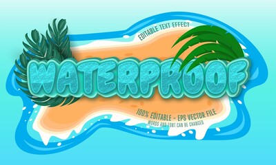 waterproof editable text effect blue cartoon style 