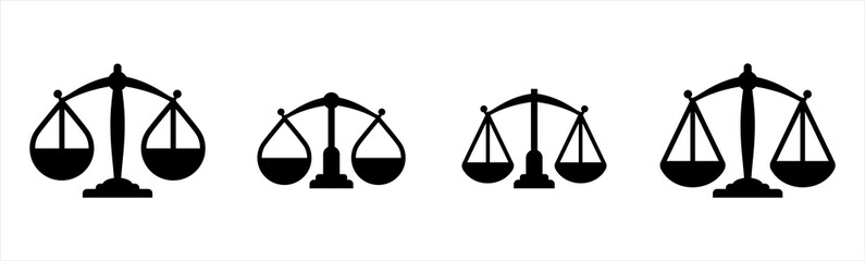 Scale icon. Scales of justice flat simple icon. Scale in balance and equilibrium icon, vector illustration.