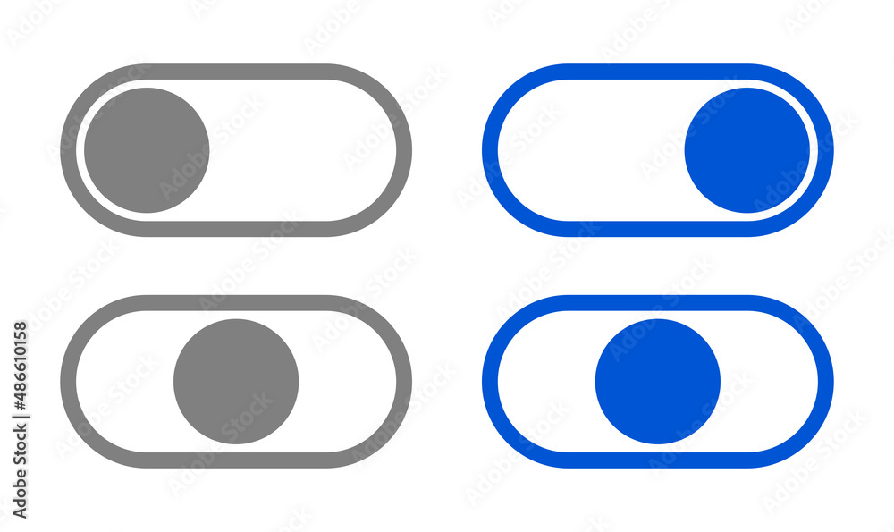 Poster on off switch button slider toggle icon set. vector image.