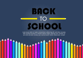 Back to school background with colored pencils