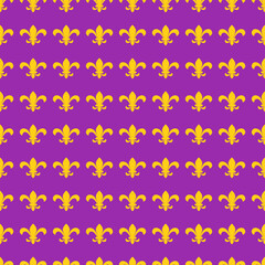 Mardi Gras Fleur de lis  seamless pattern.  Royal lily background.  Vector template for carnival decorations