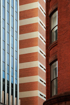 Compressed view of three buildings