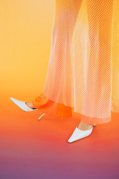 Fashion Top Model In Front Of Gradient Background