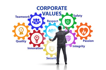 Businessman in the corporate values concept