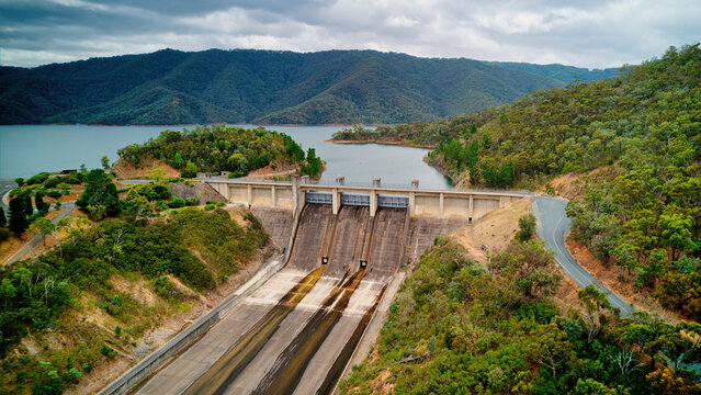 Aerial View of the Spillway at Lake Eildon Dam