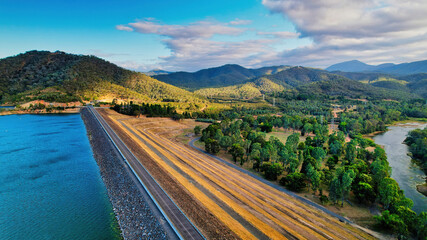 Aerial View of the Top of the Eildon Dam Hydro Electric Infrastructure