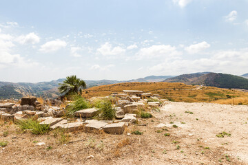 Sceneries of The Agora at Segesta Archaeological Park in Trapani, Sicily, Italy.