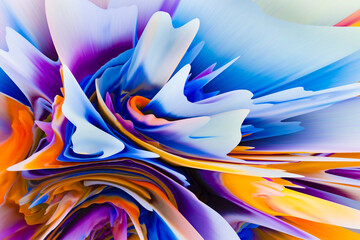 3D extruded abstract of flowing colors