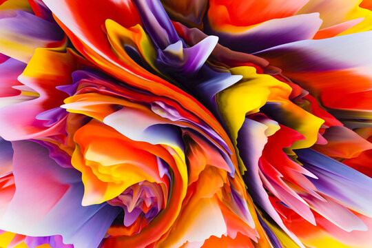 3D extruded abstract of flowing colors