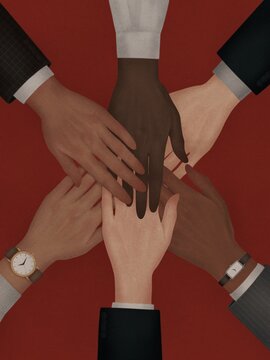 Group of business people joining hands