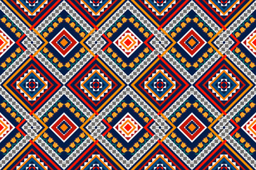 Geometric ethnic seamless pattern design. Aztec fabric carpet mandala ornament boho native chevron textile decoration wallpaper. Tribal turkey African Indian traditional vector background 