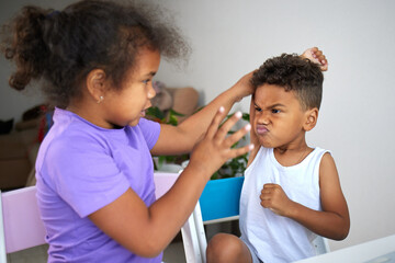 Brother and sister are fighting