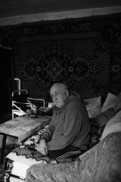 Portrait of Physically disabled man monochrome