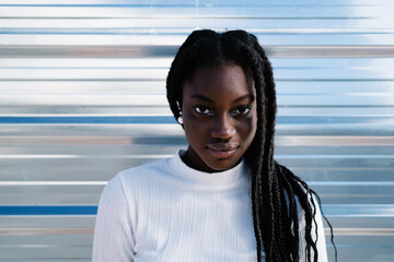 Confident black woman looking at camera