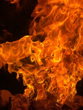 burning flames with black background