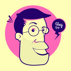 Funny characters says hey guys, vector illustration