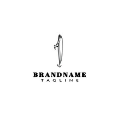 fishing lure logo cartoon design template icon black isolated vector