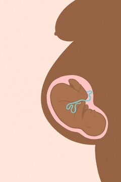 Black woman pregnant illustration