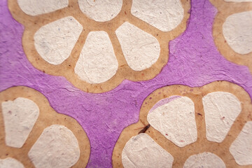 Handmade paper Lokta daphne papyrus purple lilac flowers book cover texture background