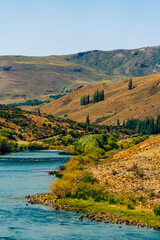 landscape with river and hills