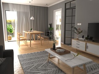 3d render of living room
