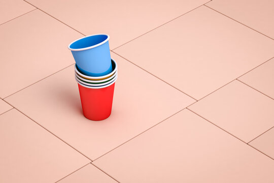 Different stacked plastic cups