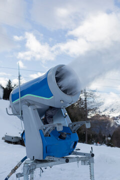 snow gun machine producing artificial snow