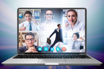 Videoconferencing concept with people in online call