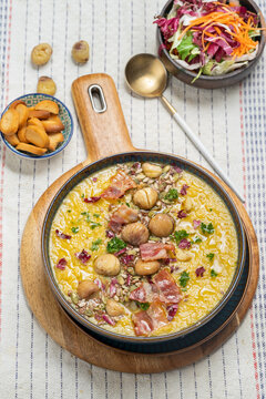 Potato and chestnuts creamy soup 
