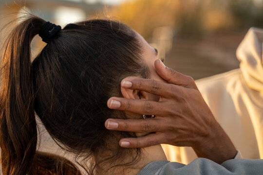 Close-up portrait of expressive couple