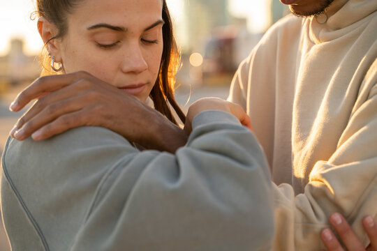 Close-up portrait of expressive couple