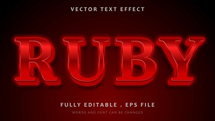 Modern Shine Gradient Red Word Ruby Editable Text Effect Design Template