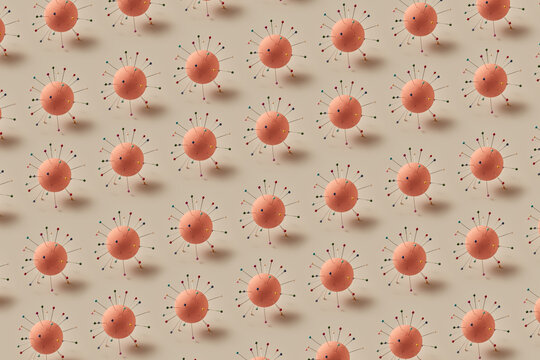 Creative abstract pattern of pins inserted in balls