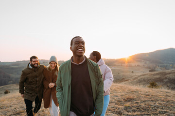 Friends Walking in Nature