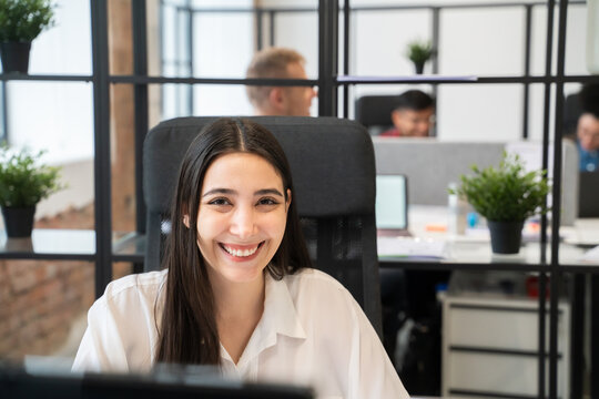 Smiling Woman Portrait At Her Workplace 