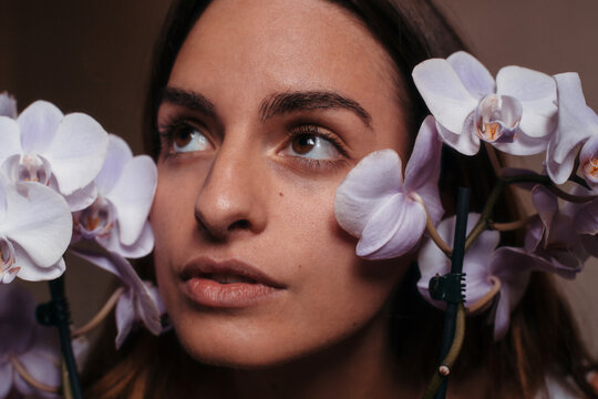 Portrait between flowers