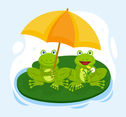 Obraz premium Frog under umbrella