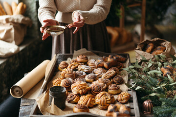 Female artisan baking.