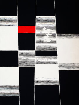 A mostly monochrome painting, with rough brushwork.