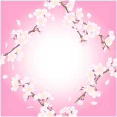 さくらのフレーム⑯ななめ正方形_周囲_ピンク