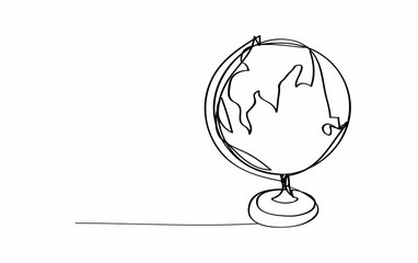 globe on white background, line drawing style, vector design