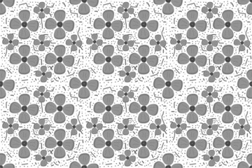 Seamless watercolor romantic floral pattern on white background, gray floral pattern.