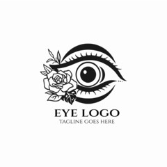  eye logo vector, eye design illustration, beauty eye with flower salon logo