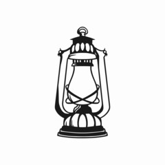 oil lamp design vector, lantern silhouette, lantern silhouette, antique art retro