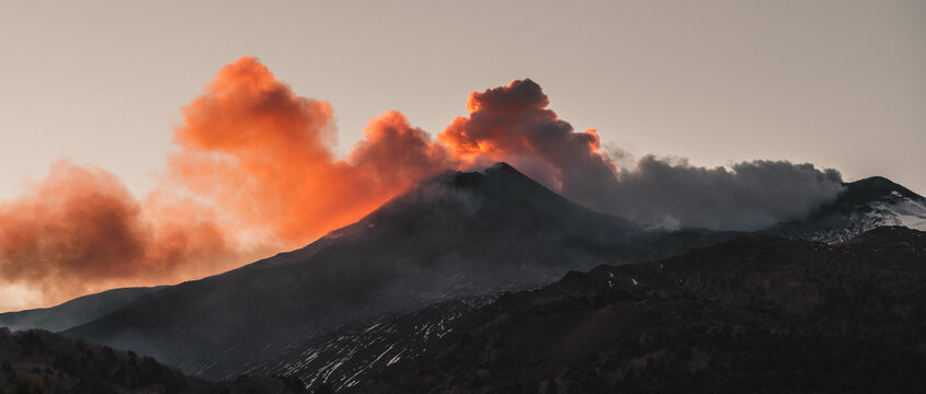 The Eruption Of Mount Etna In Sicily