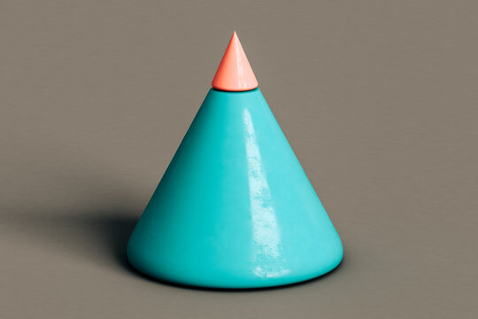 Pink and blue cone on a grey background